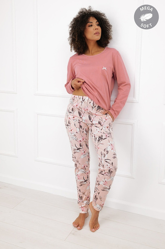 Italian Fashion Kafelia Pijama mujer Mega Soft larga flores lazo