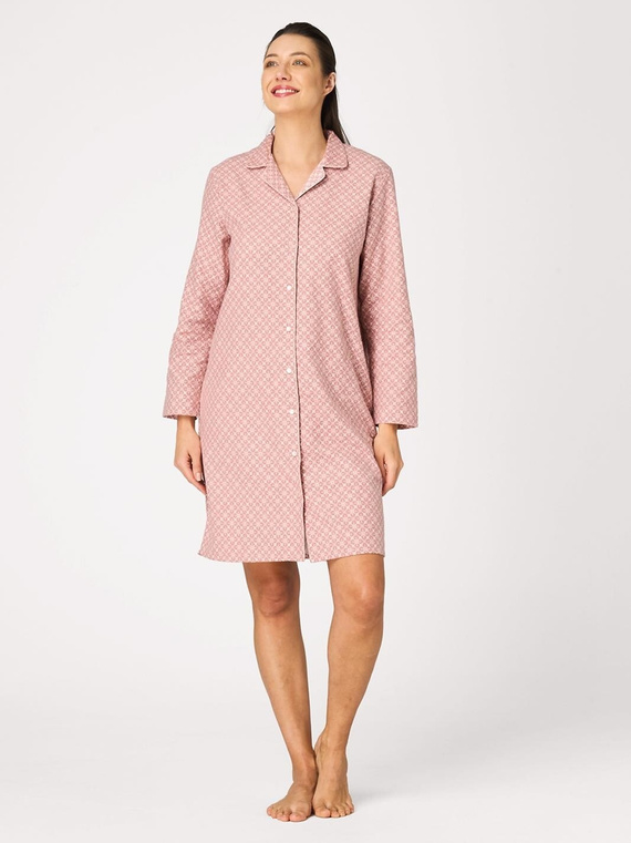 Camisón Key LND 743 rosa – franela de algodón, abotonado