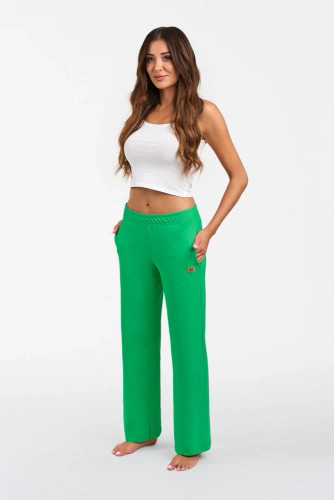 Alta Pantalones Mujer Moda Italiana - verde