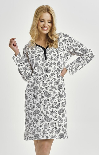 3453 Camisón de mujer Aida Taro - algodón, manga larga, escote con ribete