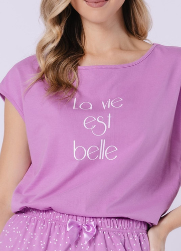 Rafaella Leveza 1715 púrpura - pijama de mujer de algodón con pantalón corto, ligero y cómodo