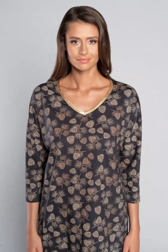 Pinnia Pijama señora manga 3/4, pantalón 3/4 Moda Italiana - estampado/grafito