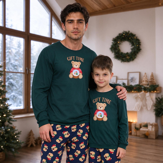 Cornette Gift Time 115/321 Pijama masculina navideña verde 100% algodón