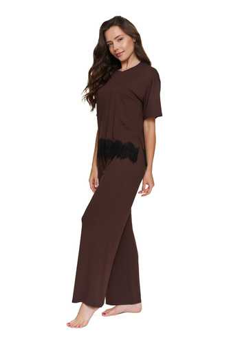 Pijama de mujer Doctor Nap 7536 Chocolatte viscosa larga con encaje