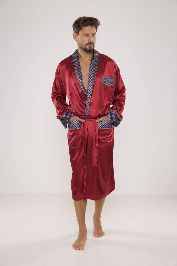 940 Albornoz de satén para hombre Forex - granate