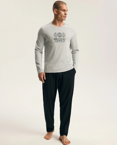 Henderson Frame 45495 Pijama larga para hombre 100% algodón gris claro