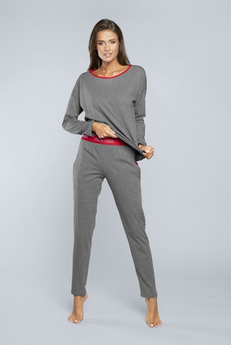 Pijama de mujer Accent largo. manga, longitud. pantalones Italian Fashion - melange oscuro