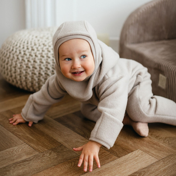 Mono para bebé de lana merina Eevi - beige, suave y transpirable