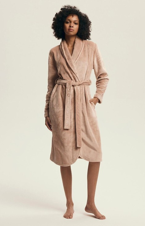 43595 Albornoz de mujer Dextra Henderson melocotón - suave, atado, por encima de la rodilla