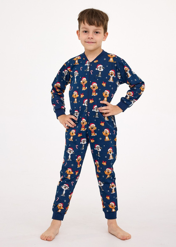 185/180 186/180 Mono para niño Niño Perro 2 Navidad Cornette- algodón, manga larga, estampado festivo