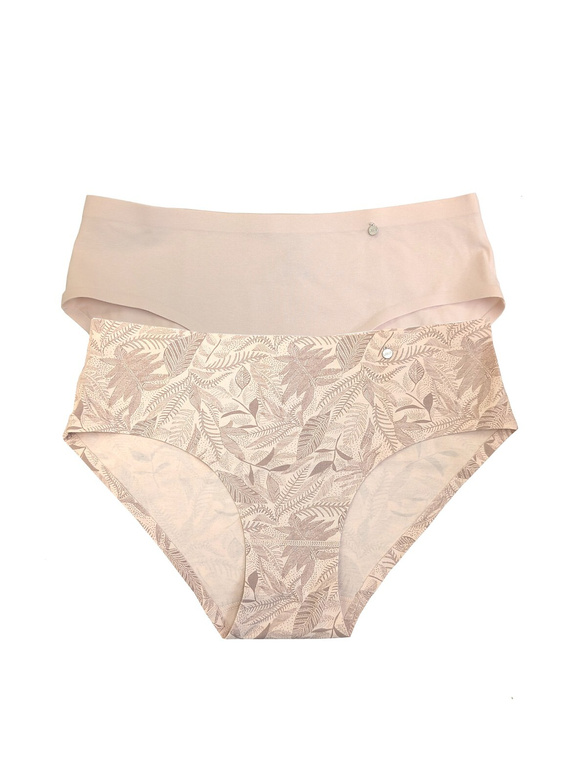 Bragas mujer Lama L-LC1597 BI sin costuras algodón pack 2 beige