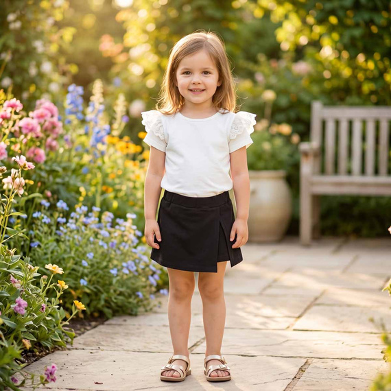 163872 Nicol Falda-Pantalón para niña de algodón negro para verano