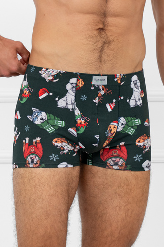 Husky Calzoncillos bóxer para hombre Italian Fashion verde - algodón, elastano, estampado navideño