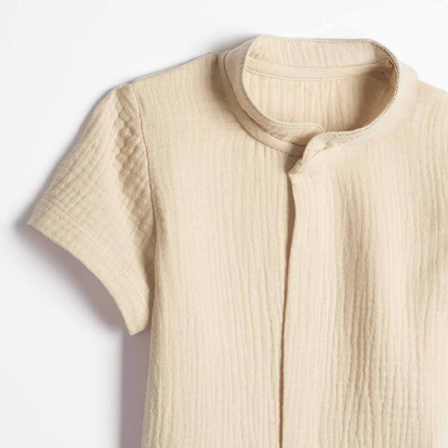 Camisa para niño Nicol 224351 muselina 100% algodón manga corta beige