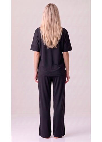 Luna 1313 pijama de mujer negra 100% algodón camiseta y pantalones cortos