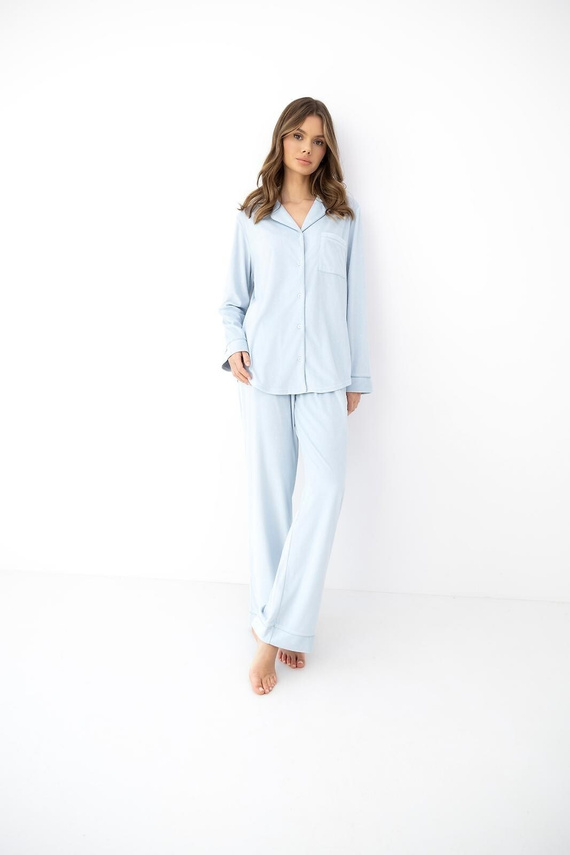 Sensis Isolde pijama de mujer azul con lunares, de terciopelo, con botones