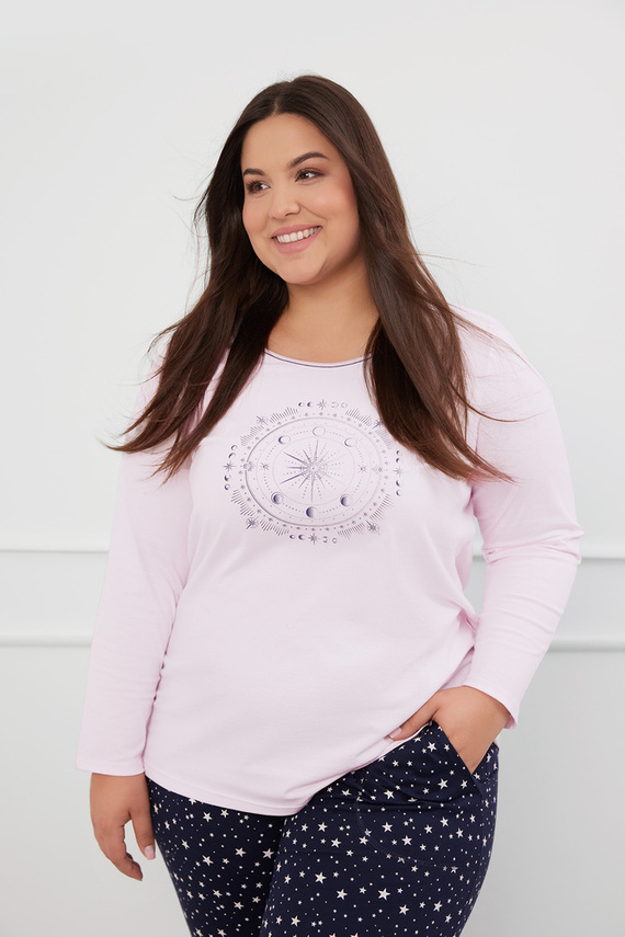 Arugia Pijama señora manga larga, pantalón largo Moda Italiana - rosa/estampado