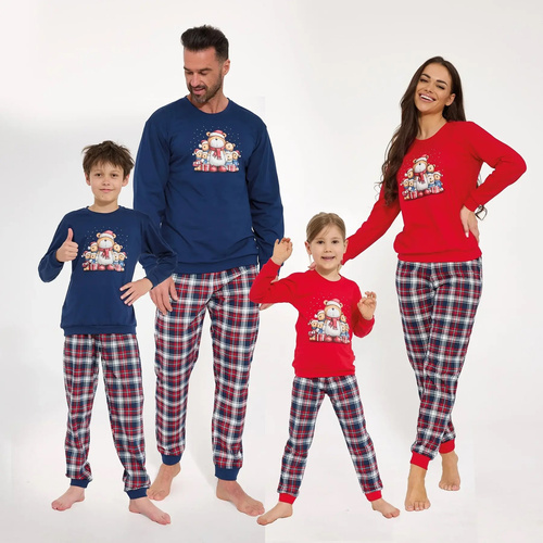Cornette Family Christmas 593/186 966/186 Pijama infantil de algodón azul marino