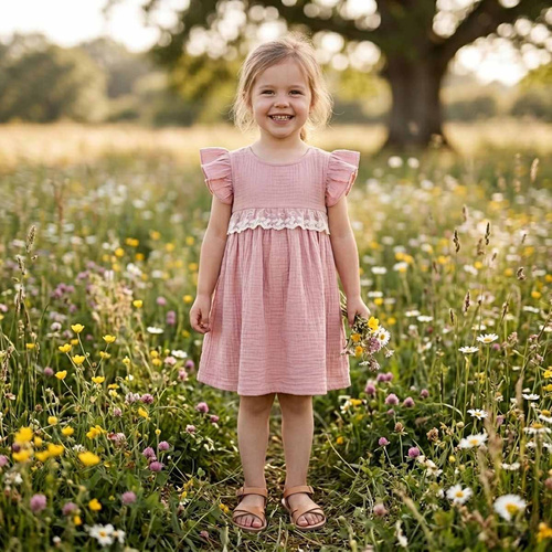 Nicol 224256 Vestido de Muselina para Niña 100% Algodón para Verano