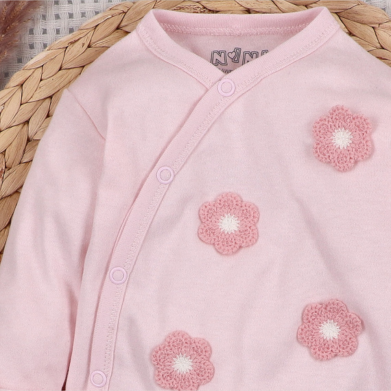 Body cruzado NINI Little Flowers 100% algodón orgánico, rosa claro ABN-5754/JRO