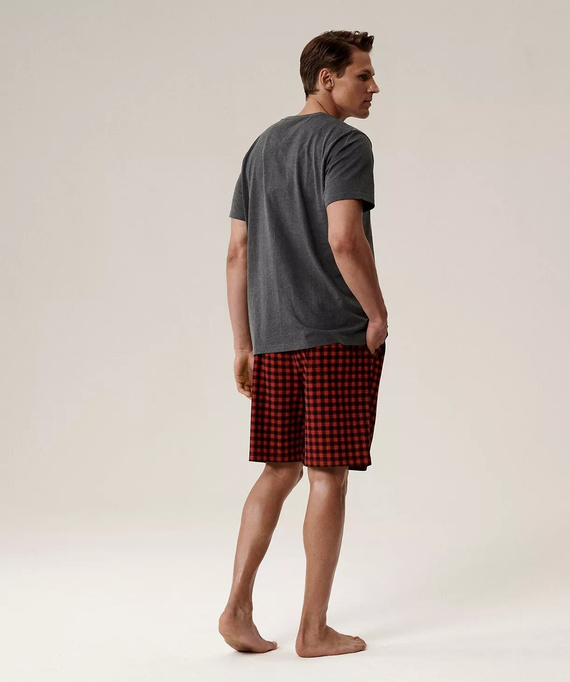 Pijama de hombre NMP-397 - algodón gris rojizo, manga corta, ligero y cómodo para el verano