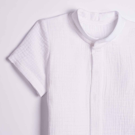 Camisa para niño Nicol 224350 muselina 100% algodón manga corta blanca