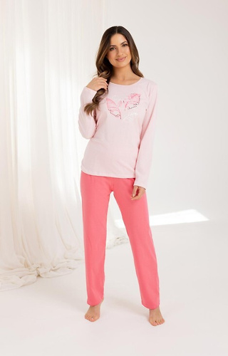 705 Pijama señora Regina rosa - algodón, manga larga, pantalón largo