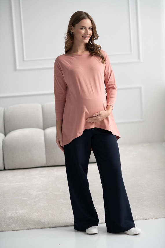 Pantalones premamá anchos Wide Flow Milk & Love Wide Leg con cinturilla 2 en 1 azul marino