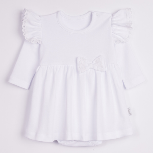169392 Vestido-body manga larga Nicol - blanco, algodón, con encaje