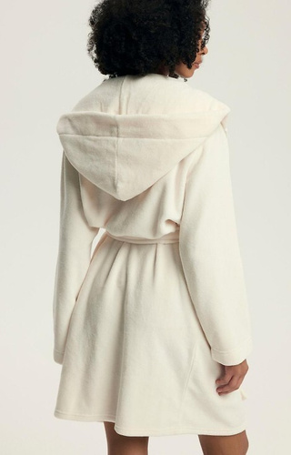 43599 Darlan Bata de mujer con capucha Henderson crema - suave, ligera, antes de la rodilla