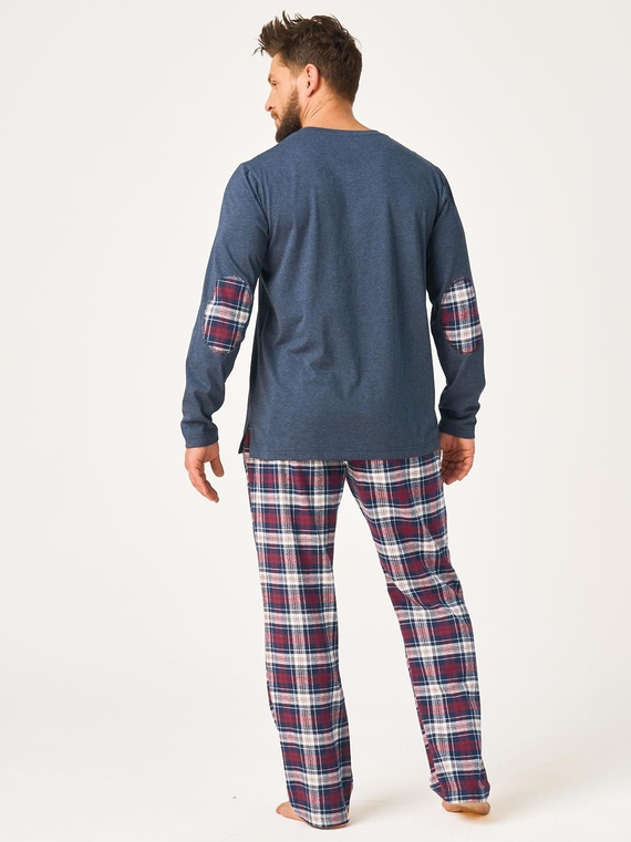 Pijama hombre Key MNS 410 azul marino 100% algodón pantalones de franela