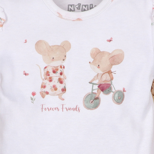 Body bebé Nini Little Mouse algodón orgánico botones hombro manga corta