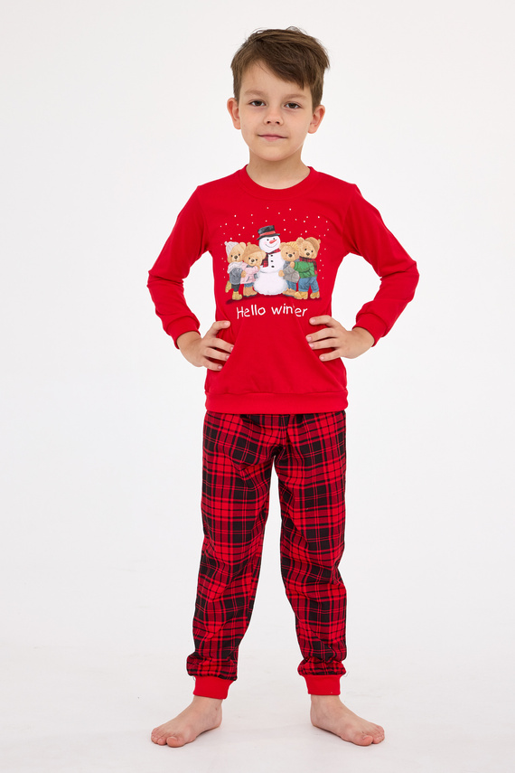593/171 966/171 Pijama de invierno Cornette para niño - Navidad, rojo, algodón