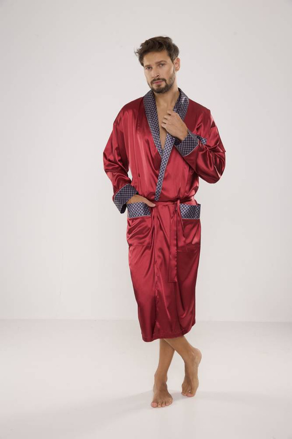 940 Albornoz de satén para hombre Forex - granate