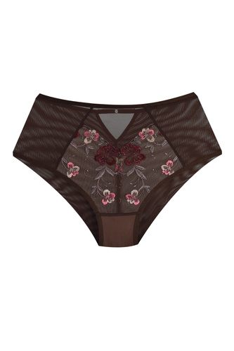 Braguitas de mujer Mediolano 19255 Dark Chocolate de encaje con bordado marrón
