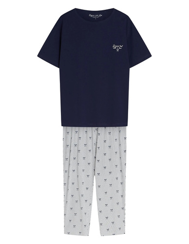Henderson Gaela 45431 Pijama de mujer 100% algodón 3/4 azul acero