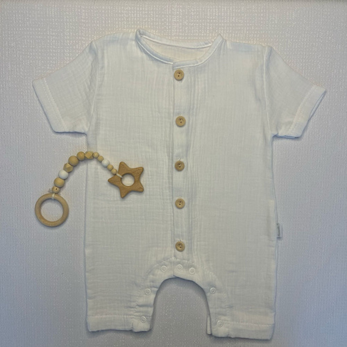 RA55202 Mamatti Pelele de Muselina con Botones de Madera para Verano