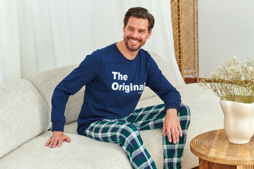 7341 Doctor Nap - Pijama de hombre "The Original" | 100% algodón, producción polaca - azul marino
