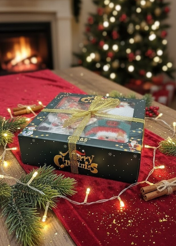 Cosas BDP60-56 Wik calcetines - Navidad conjunto de 4 pares en una caja, calcetines hinchados de las mujeres