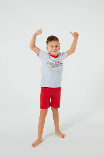 Pijama Junak para niño manga corta, pantalón corto Moda Italiana - j.melange/rojo