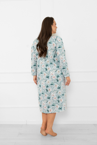 Camisón de señora Sekwoja - algodón, manga larga, estampado floral Moda Italiana