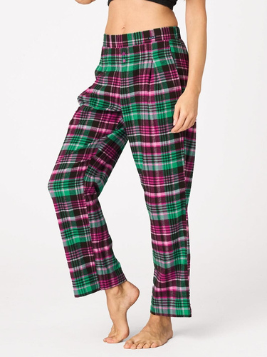 Pantalones de pijama Key LHE 414 fucsia – franela a cuadros, 100% algodón