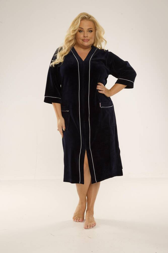 974 / 352 Bata de señora de terciopelo Forex - azul marino