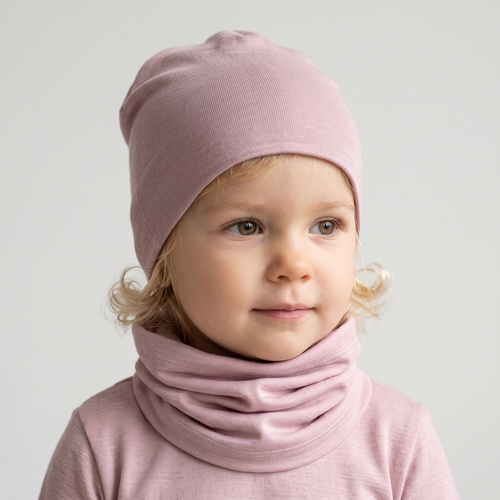 229105 Nicol Cuello infantil 100% Merino rosa polvo