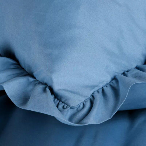 Ropa de cama de microfibra Eurofirany MI con volante, suave, con cremallera, azul