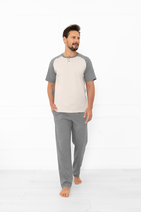Alexander Italian Fashion pijama de hombre beige - algodón, polo y pantalón