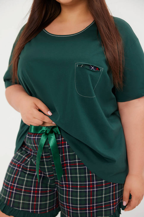 Foggia Pijama de manga corta para mujer, pantalón corto Moda Italiana - verde/estampado