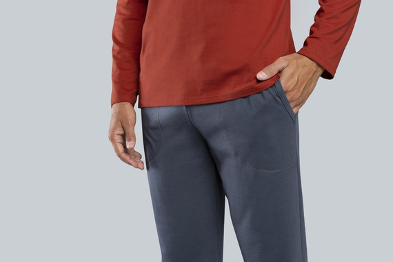 Lion Pijama de manga larga para hombre, pantalón Moda Italiana - rojo/grafito