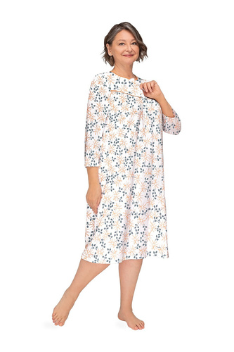 Bogna II 204 Camisón Martel 38 - camisón de algodón mostaza con manga larga, abotonado, ideal para regalo para la abuela