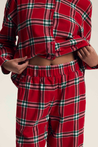 43716 Dalisa Pijama de mujer Henderson- franela a cuadros, cálido 100% algodón